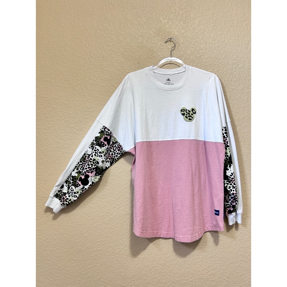 Disney Medium Spirit Jersey Pink White Wild About Disney Leopard Mickey Mouse